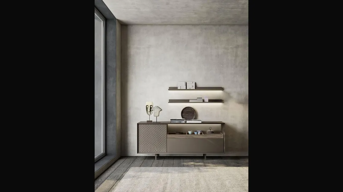 Madia Horizon Zen 1030 in laccato e legno intarsiato di Mobilgam