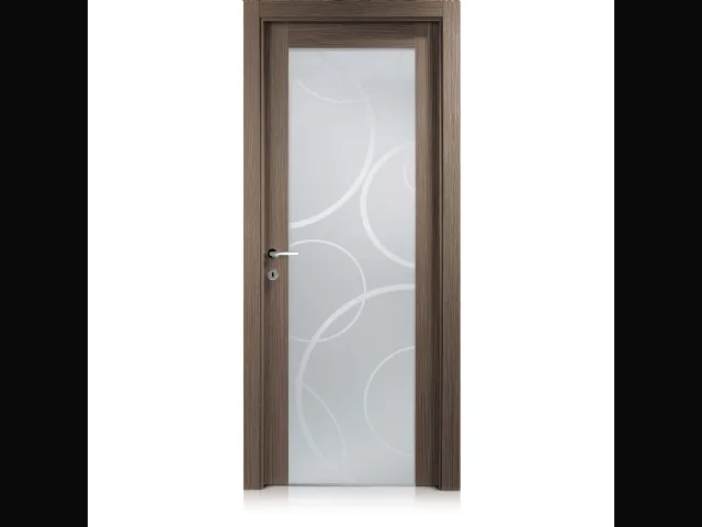 Porta per interni Area1 in laminato grafis moka con cristallo di Ferrero Legno