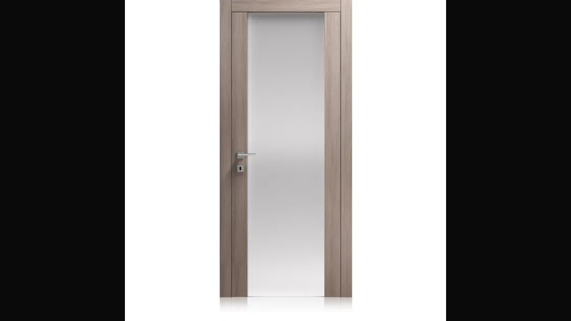 Porta per interni Liss Vetro Large in laminato finitura Ontario Polvere e cristallo di Ferrero Legno